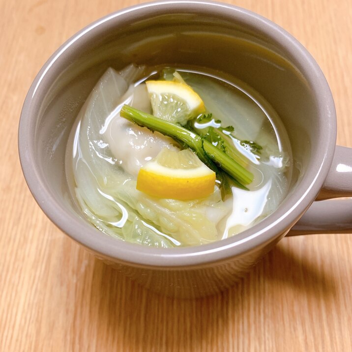 簡単☆レモン爽やか餃子の時短スープ‼夕飯のお供に☆